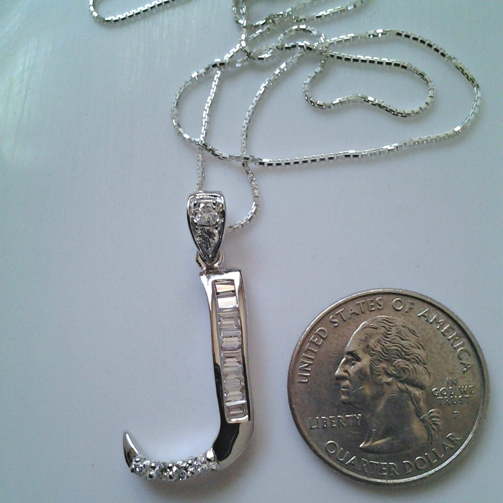Cz 925 Silver Initial Necklace